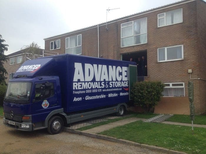 Our removals van back up to the window to help the Gloucester removal