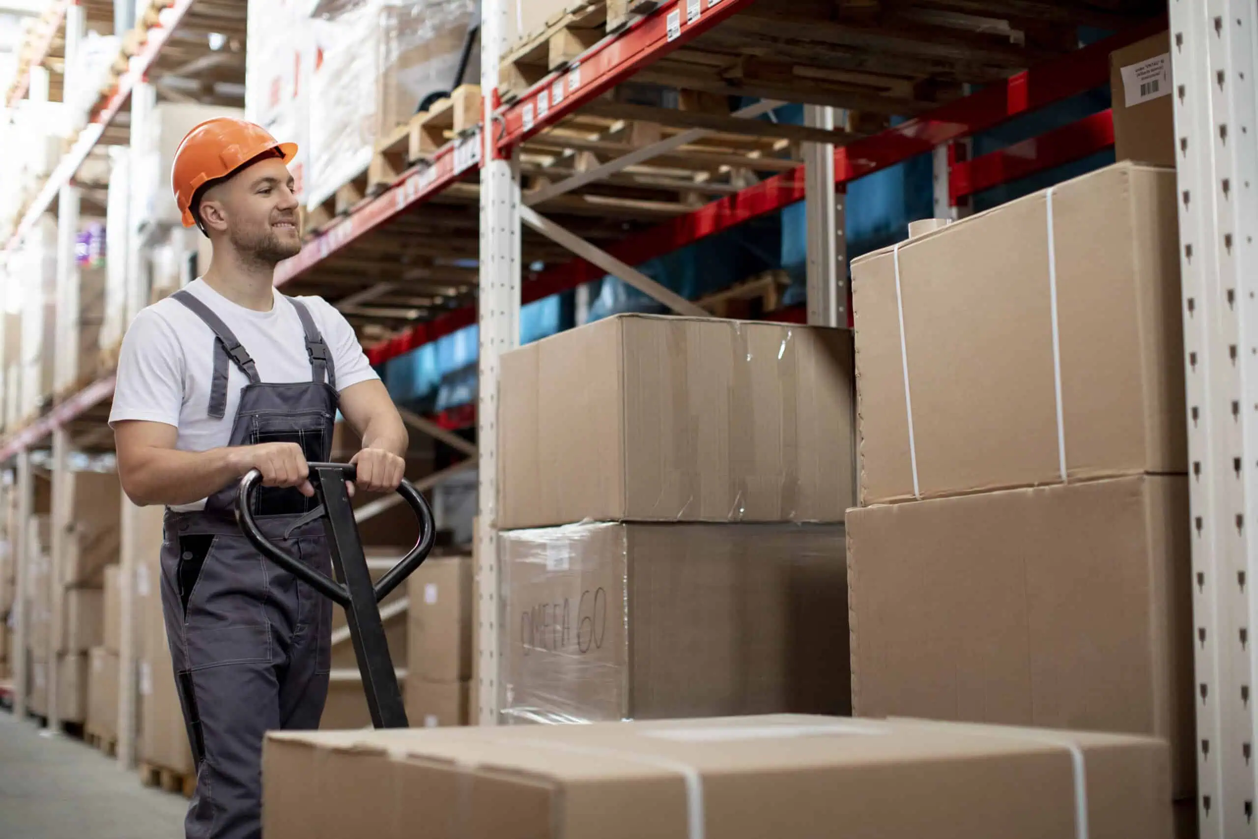 Man in storage warehouse